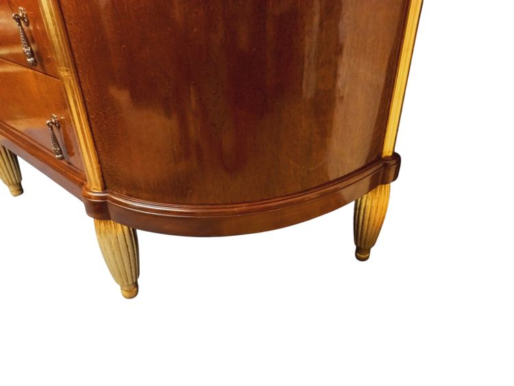 Commode Art Déco cintrée bois doré et loupe