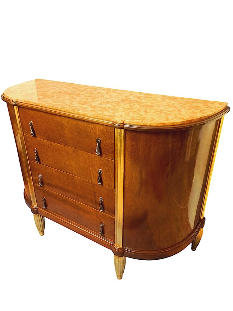 Commode Art Déco cintrée bois doré et loupe