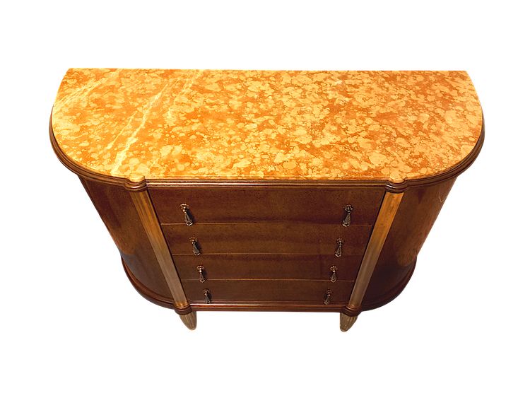 Commode Art Déco cintrée bois doré et loupe