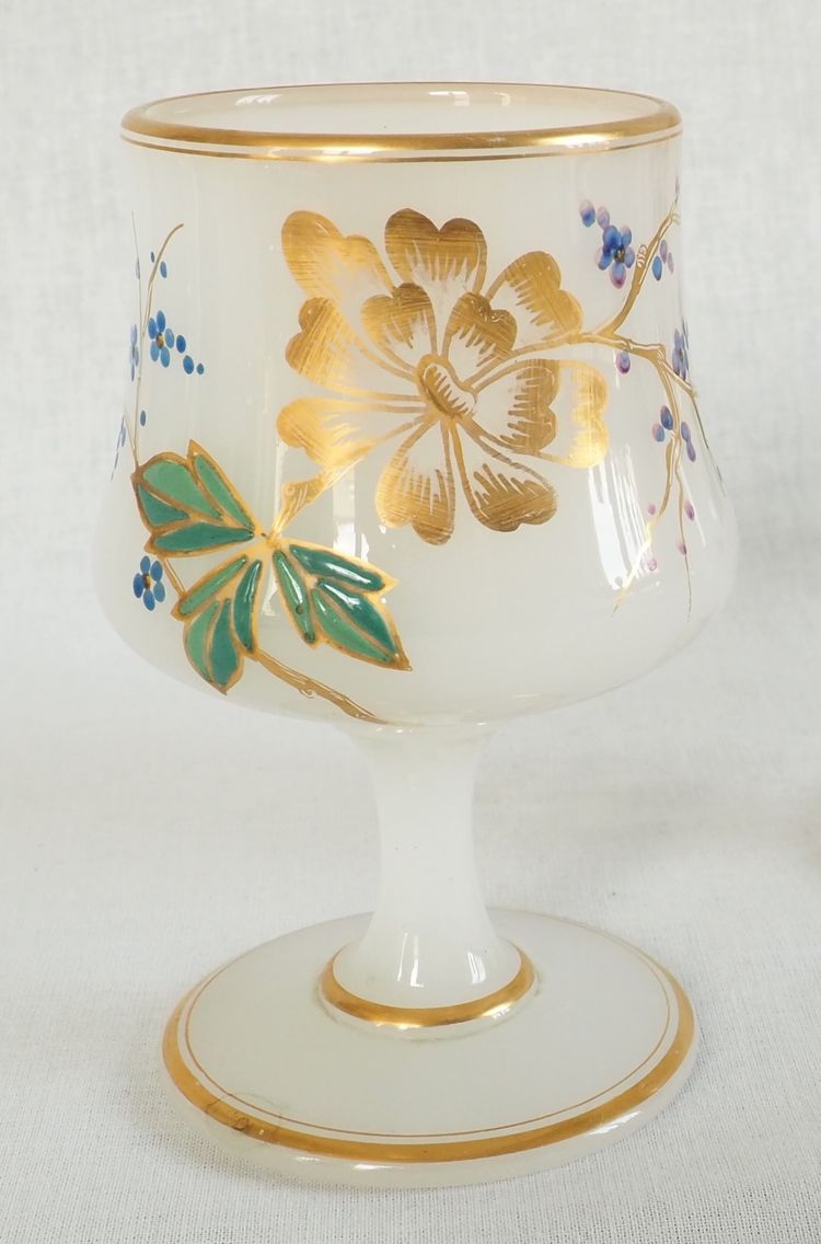 Baccarat - gilded and enameled opaline night service, Napoleon III period, circa 1860