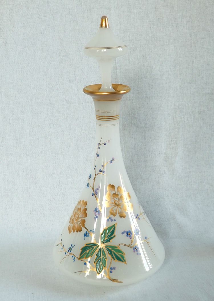 Baccarat - gilded and enameled opaline night service, Napoleon III period, circa 1860