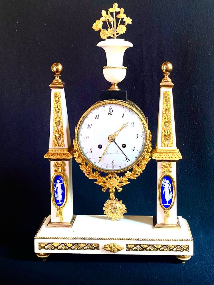 Marble and gild bronze portico clock circa 1780