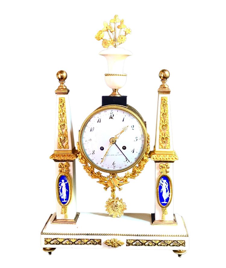 Marble and gild bronze portico clock circa 1780