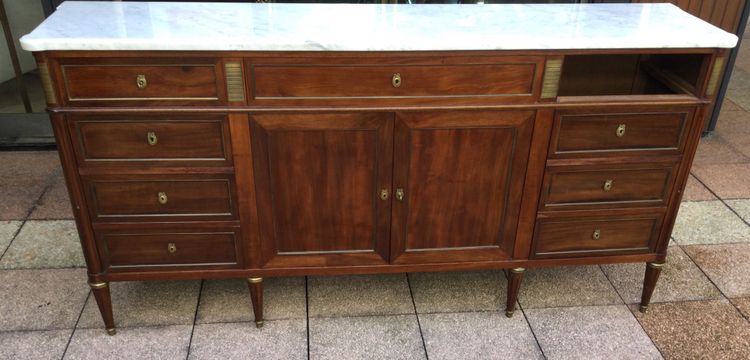 A Louis XVI-style enfilade sideboard in varnished mahogany