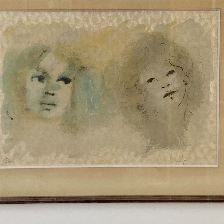 Leonor FINI zwei Kindergesichter Lithografie