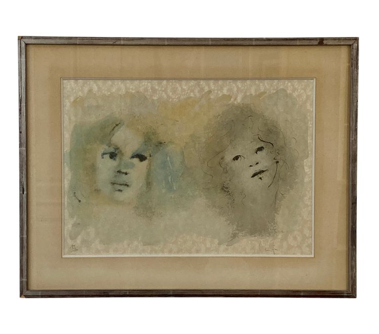 Leonor FINI due volti di bambini litografia