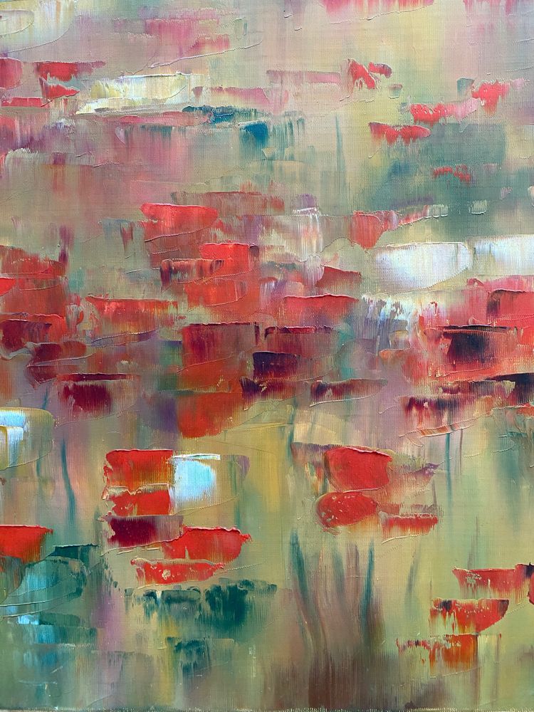 "The field of poppies". Oil on canvas, 20th century. Patrick Waravka.