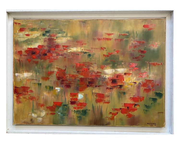 "The field of poppies". Oil on canvas, 20th century. Patrick Waravka.