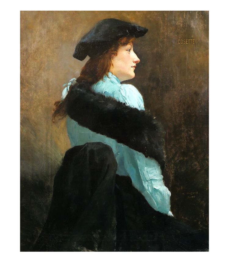 Alfred-Marie MISARD 1875-1914 Portrait de femme, tableau, 1903, impressionnisme Art Nouveau