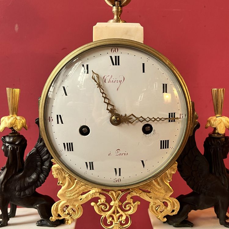 Rare Etruscan clock, late Louis XVI period