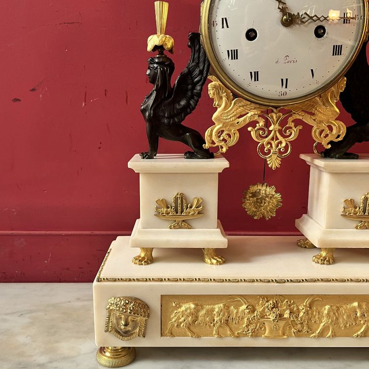 Rare Etruscan clock, late Louis XVI period