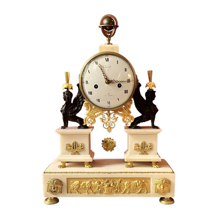Rare Etruscan clock, late Louis XVI period