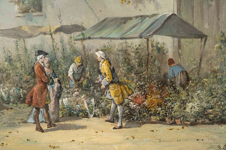 Coppia di dipinti, olio su tela fine XIX secolo