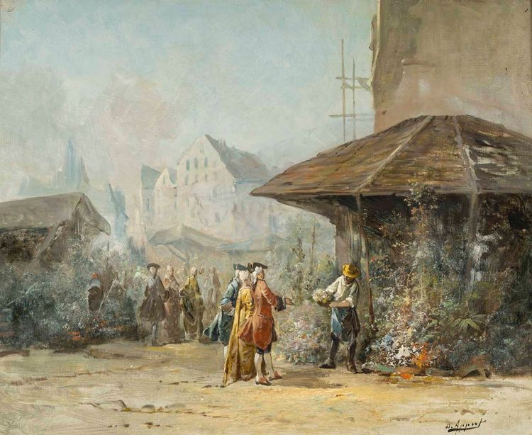 Coppia di dipinti, olio su tela fine XIX secolo