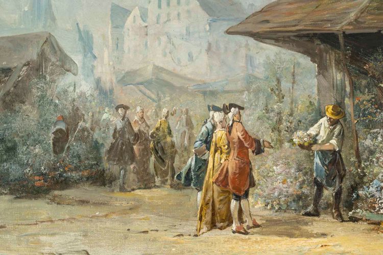 Coppia di dipinti, olio su tela fine XIX secolo