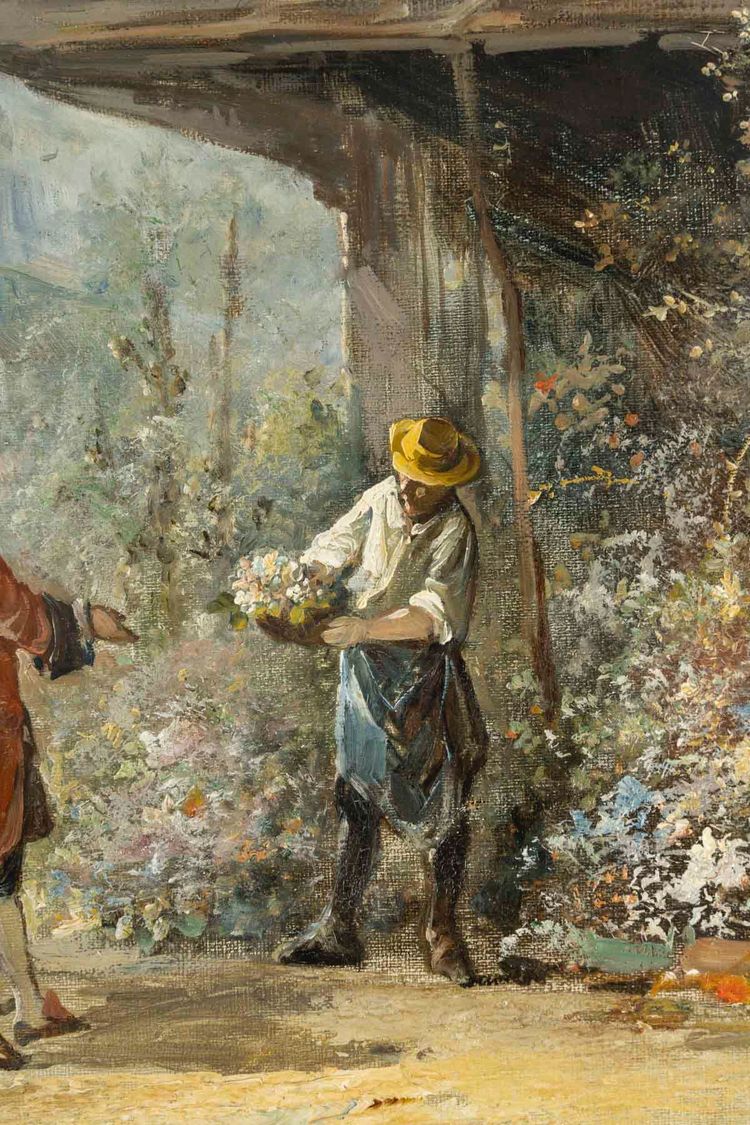 Coppia di dipinti, olio su tela fine XIX secolo