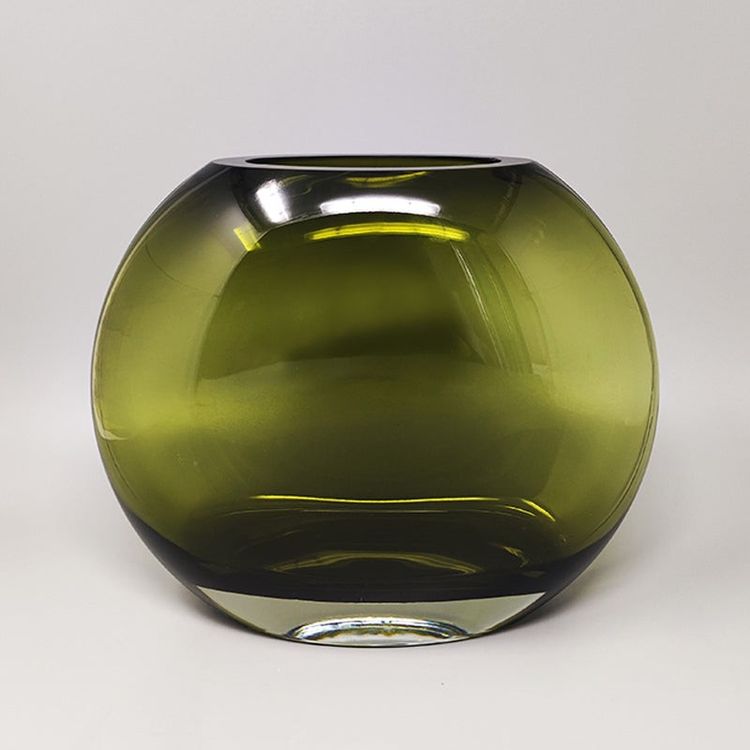 1960 Splendido vaso verde di Flavio Poli. Prodotto in Italia