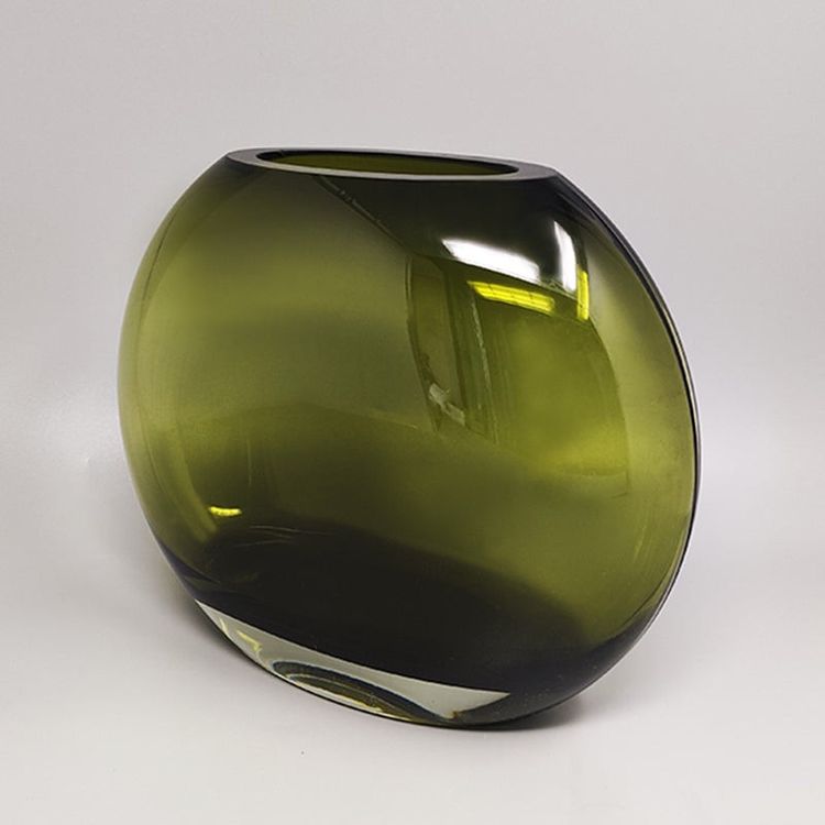 1960 Splendido vaso verde di Flavio Poli. Prodotto in Italia