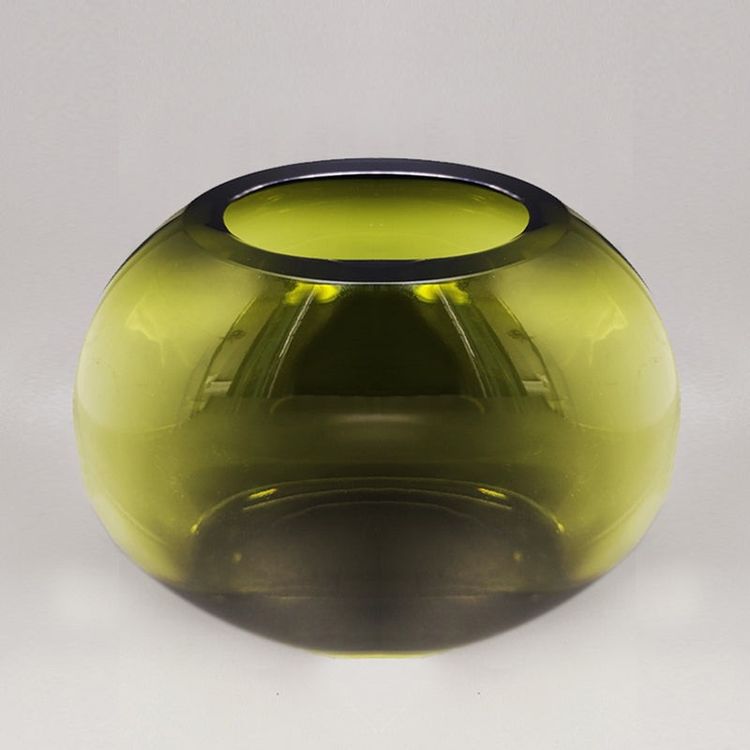 1960 Splendido vaso verde di Flavio Poli. Prodotto in Italia