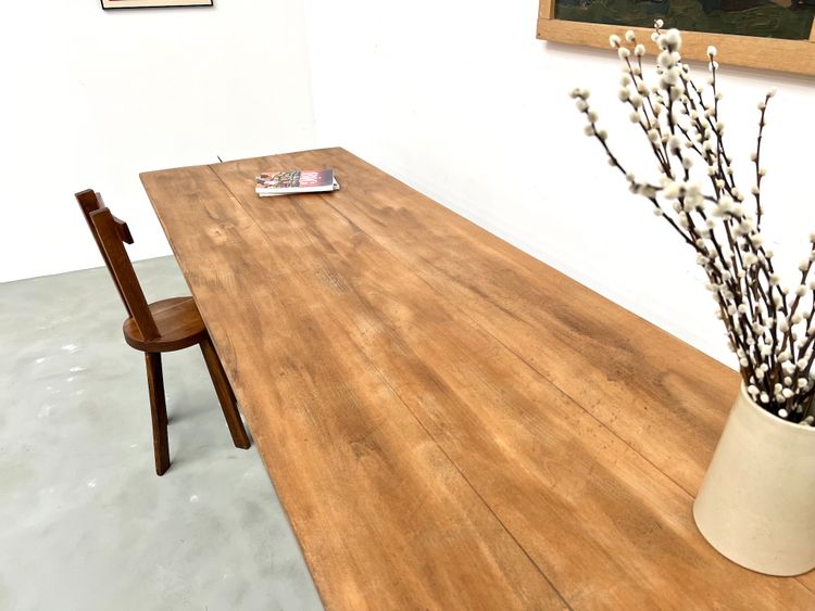 Large farm table in solid beech from the 50s