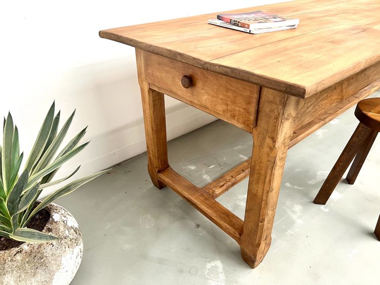 Large farm table in solid beech from the 50s