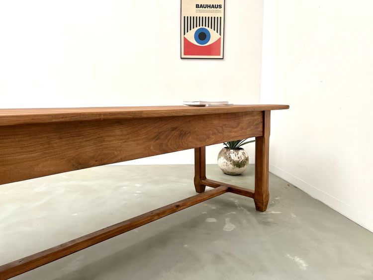 Large farm table in solid beech from the 50s