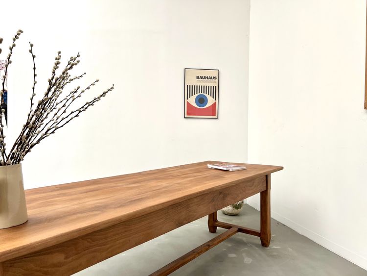 Large farm table in solid beech from the 50s