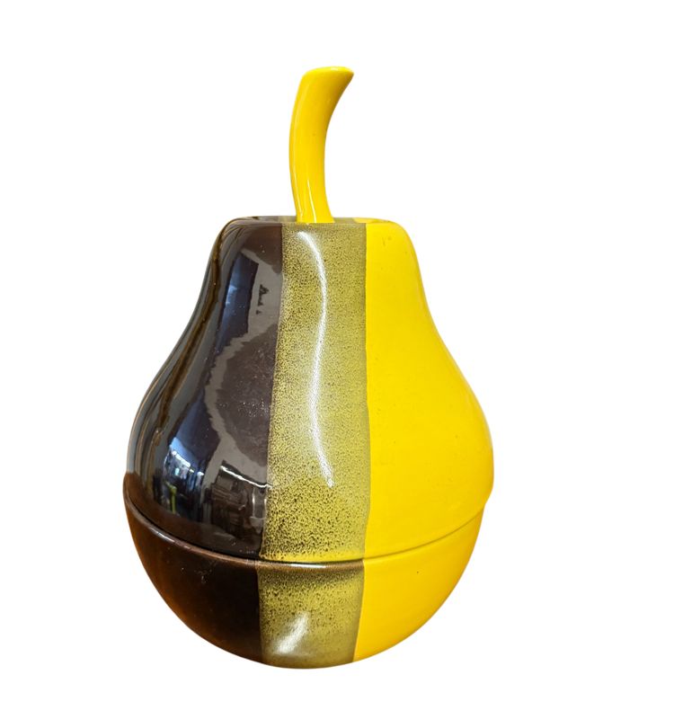 Ceramica vintage contenitore Pera, anni '70, 31x25 cm, bicolore, ottimo stato, non marchiata