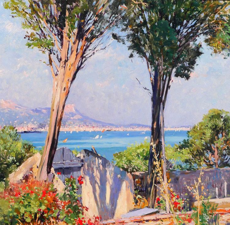 Paul PLACE-CANTON 1862-1908 Tolone, paesaggio da La Seyne-sur-mer, Var, dipinto, Salon 1907