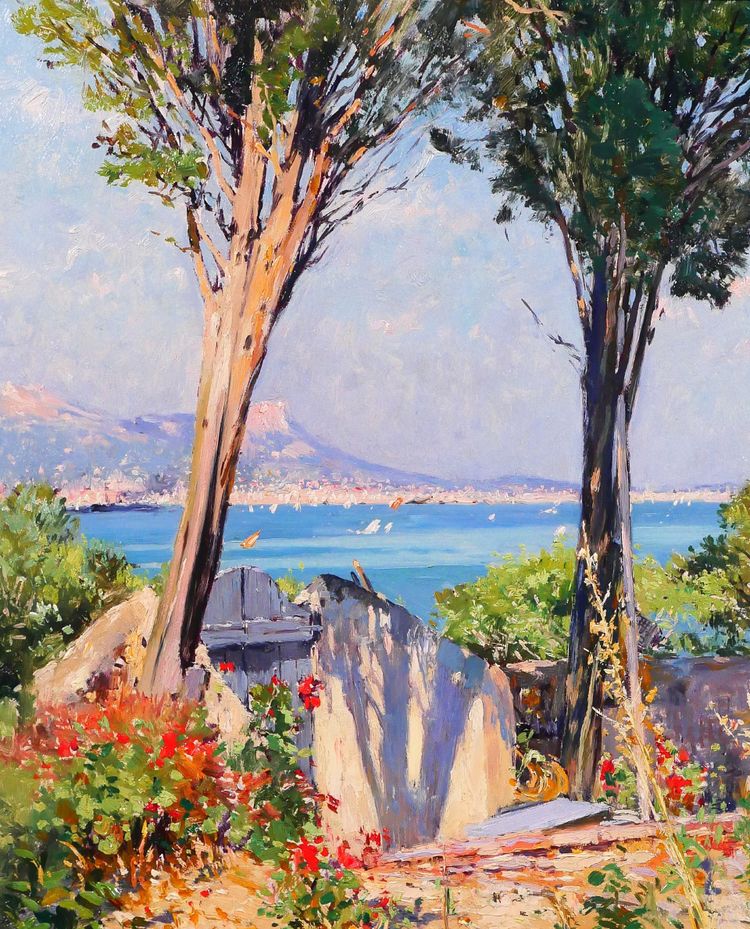 Paul PLACE-CANTON 1862-1908 Tolone, paesaggio da La Seyne-sur-mer, Var, dipinto, Salon 1907