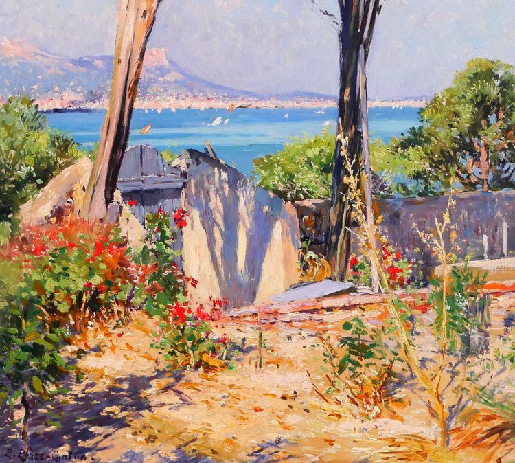 Paul PLACE-CANTON 1862-1908 Tolone, paesaggio da La Seyne-sur-mer, Var, dipinto, Salon 1907
