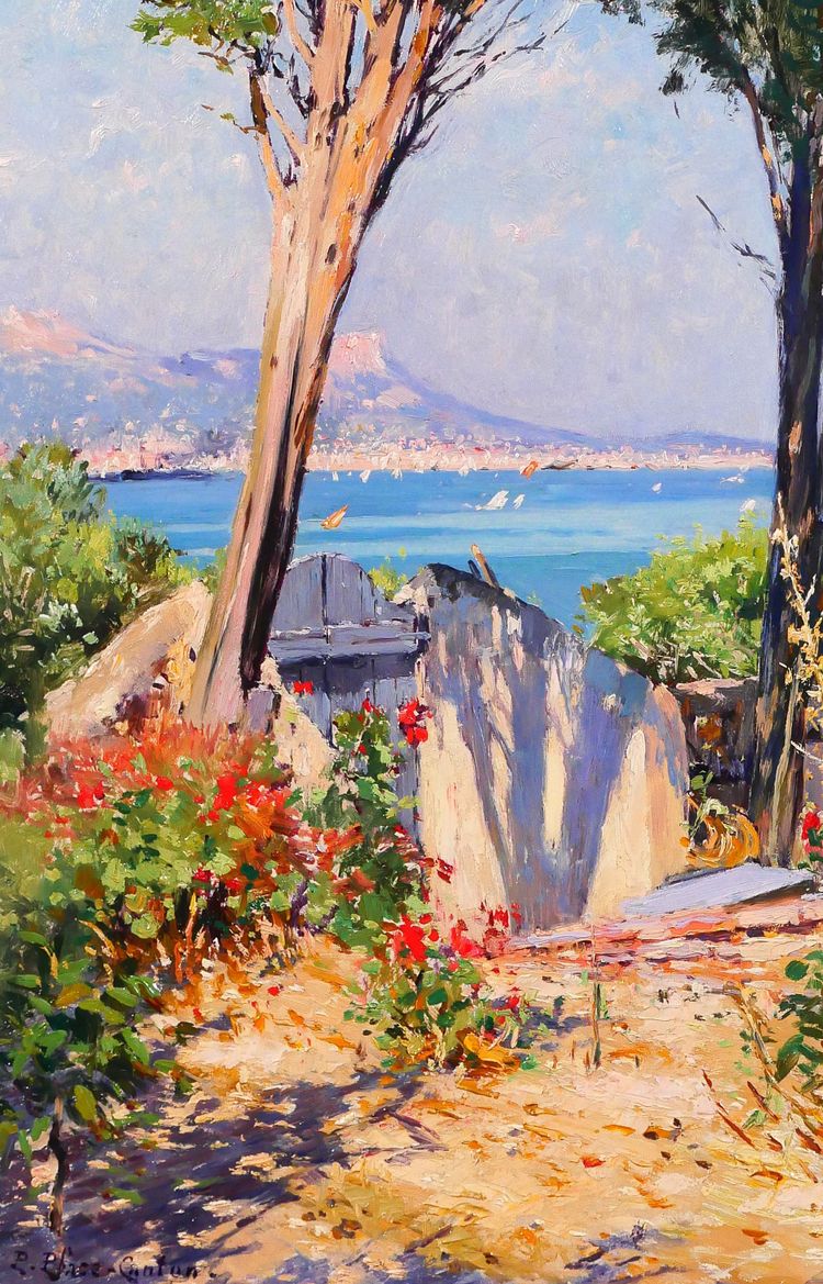 Paul PLACE-CANTON 1862-1908 Tolone, paesaggio da La Seyne-sur-mer, Var, dipinto, Salon 1907