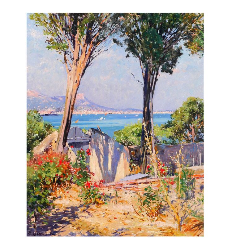 Paul PLACE-CANTON 1862-1908 Tolone, paesaggio da La Seyne-sur-mer, Var, dipinto, Salon 1907
