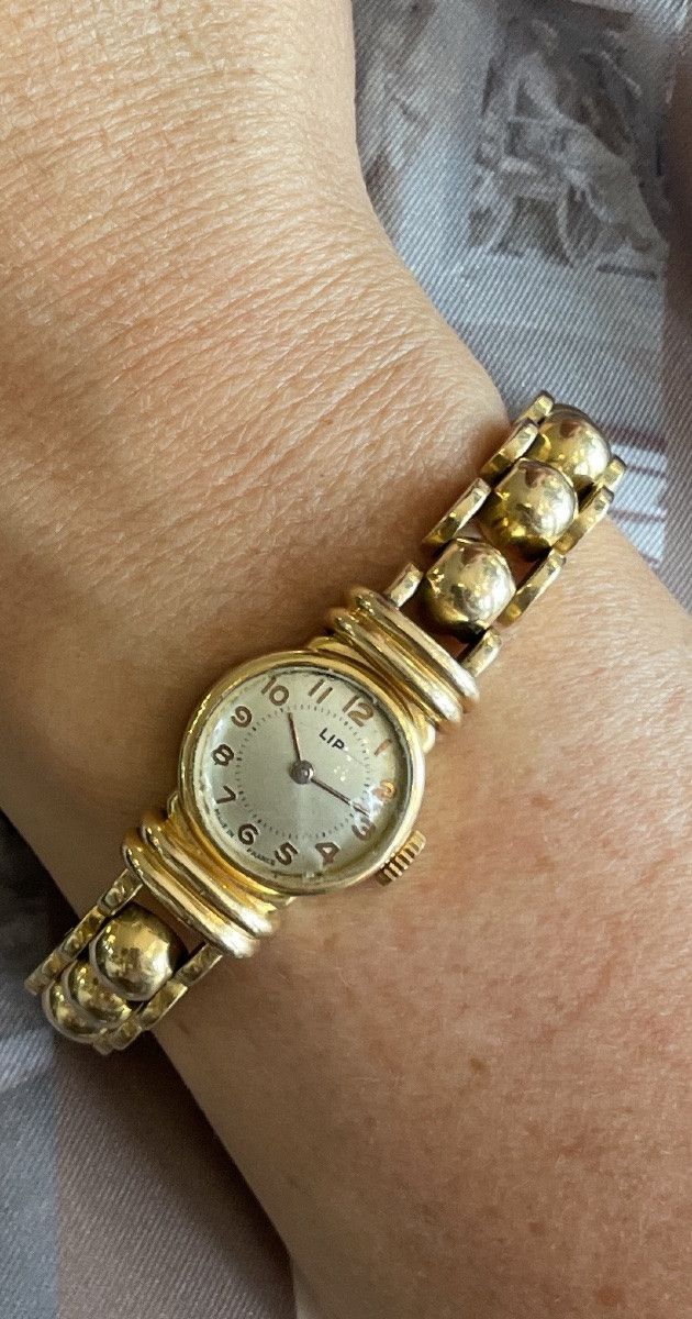 Armbanduhr aus 18 Karat Gold, Art Deco-Zeit