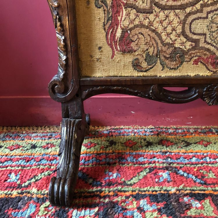 Kaminschirm und sein Originalblatt, Regency-Epoche