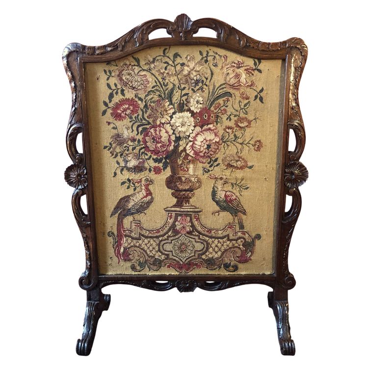 Kaminschirm und sein Originalblatt, Regency-Epoche
