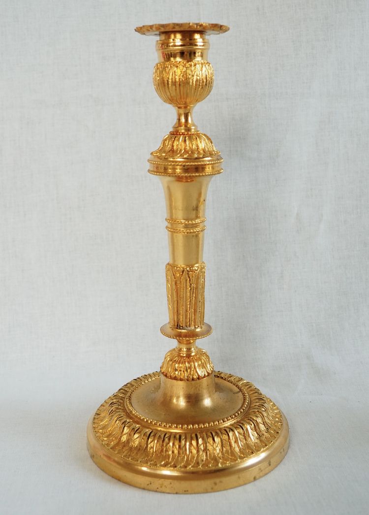 Pair of gilt bronze candlesticks, Louis XVI style, Napoleon III period