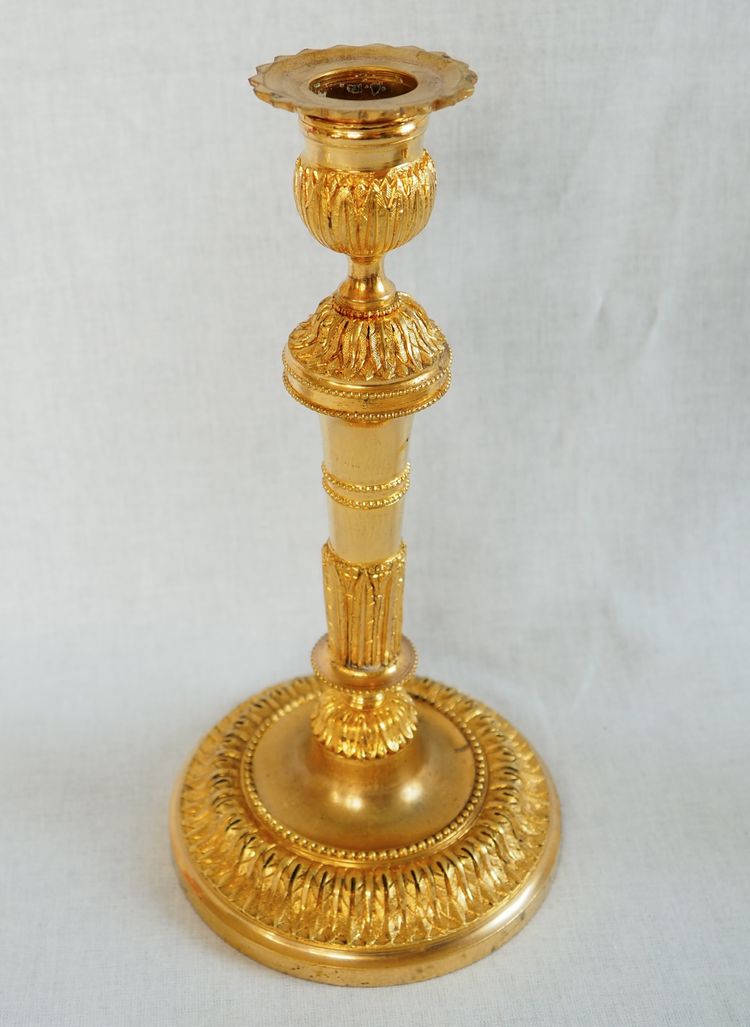 Pair of gilt bronze candlesticks, Louis XVI style, Napoleon III period