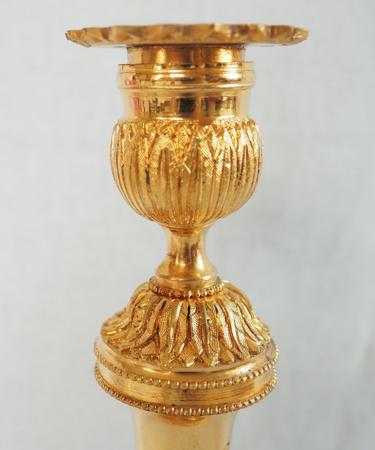 Pair of gilt bronze candlesticks, Louis XVI style, Napoleon III period