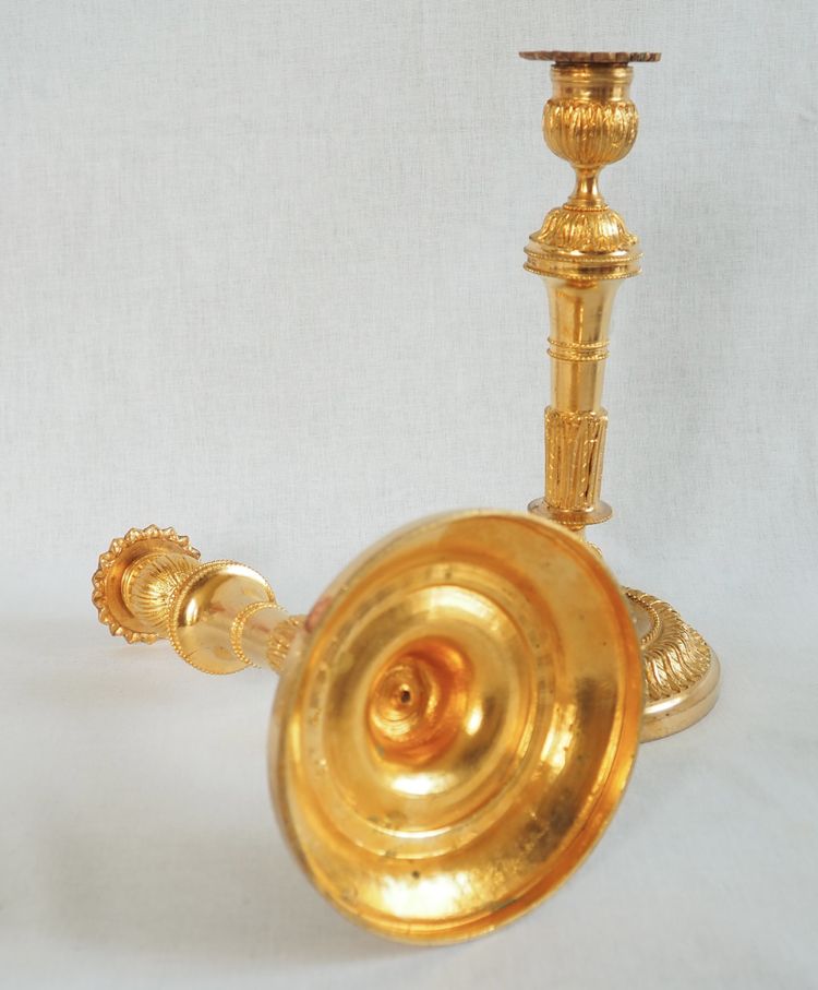 Pair of gilt bronze candlesticks, Louis XVI style, Napoleon III period