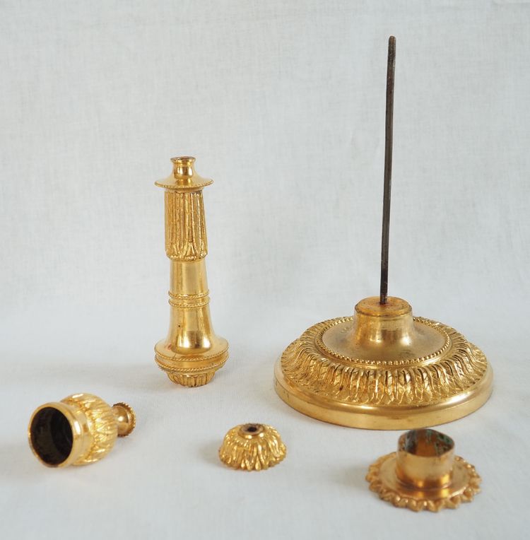Pair of gilt bronze candlesticks, Louis XVI style, Napoleon III period