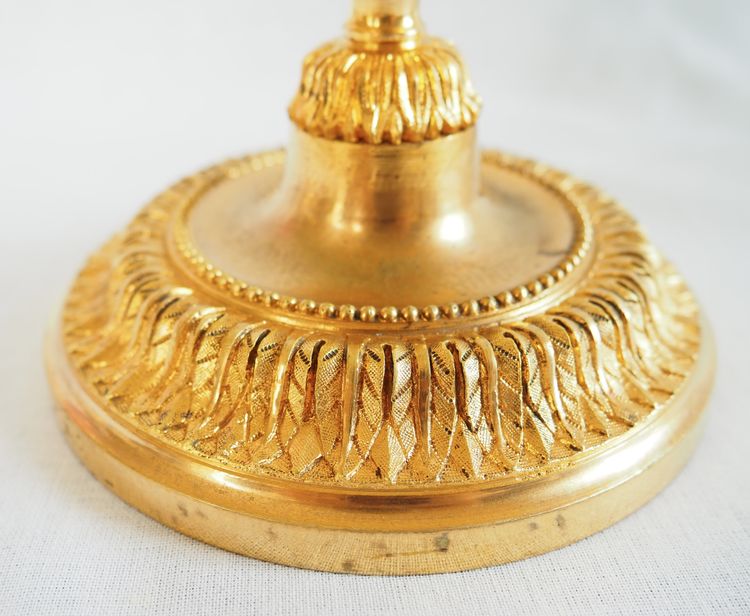 Pair of gilt bronze candlesticks, Louis XVI style, Napoleon III period