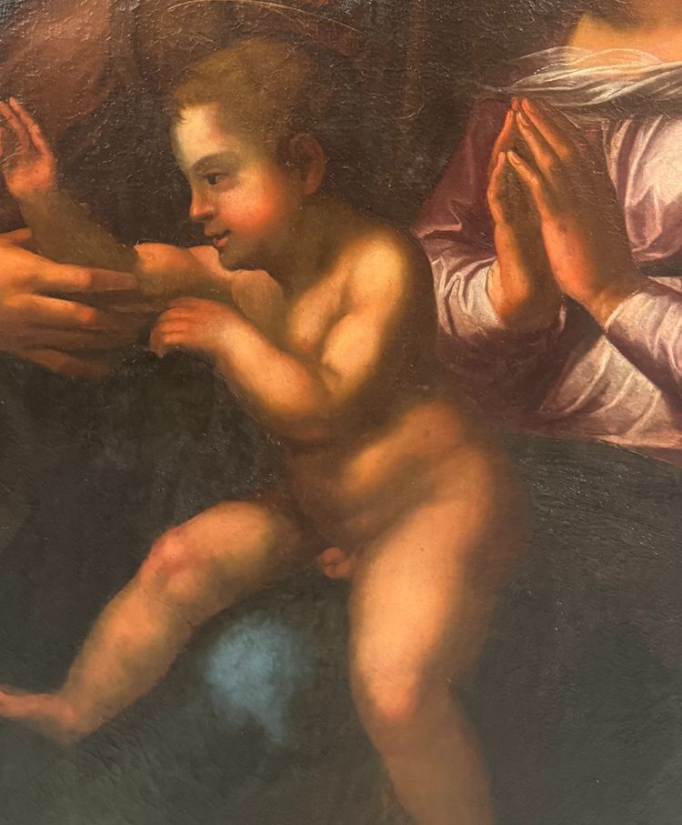 Anonymous, 17th century, Madonna with Child, Saint John the Baptist, and Elizabeth copy of Raphael