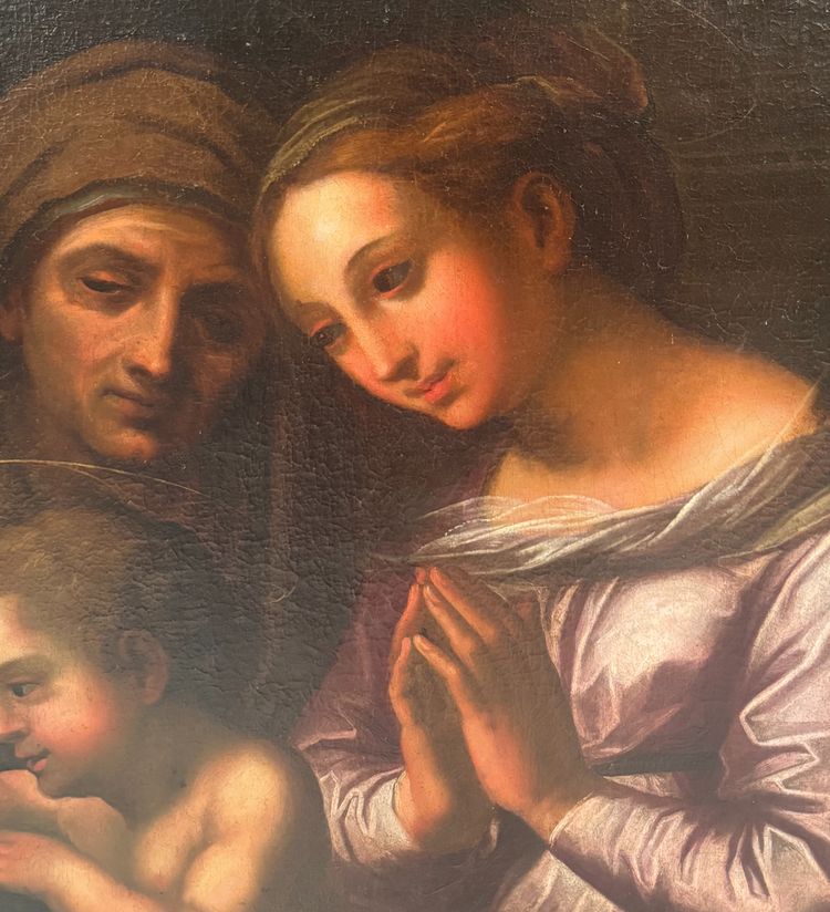 Anonymous, 17th century, Madonna with Child, Saint John the Baptist, and Elizabeth copy of Raphael