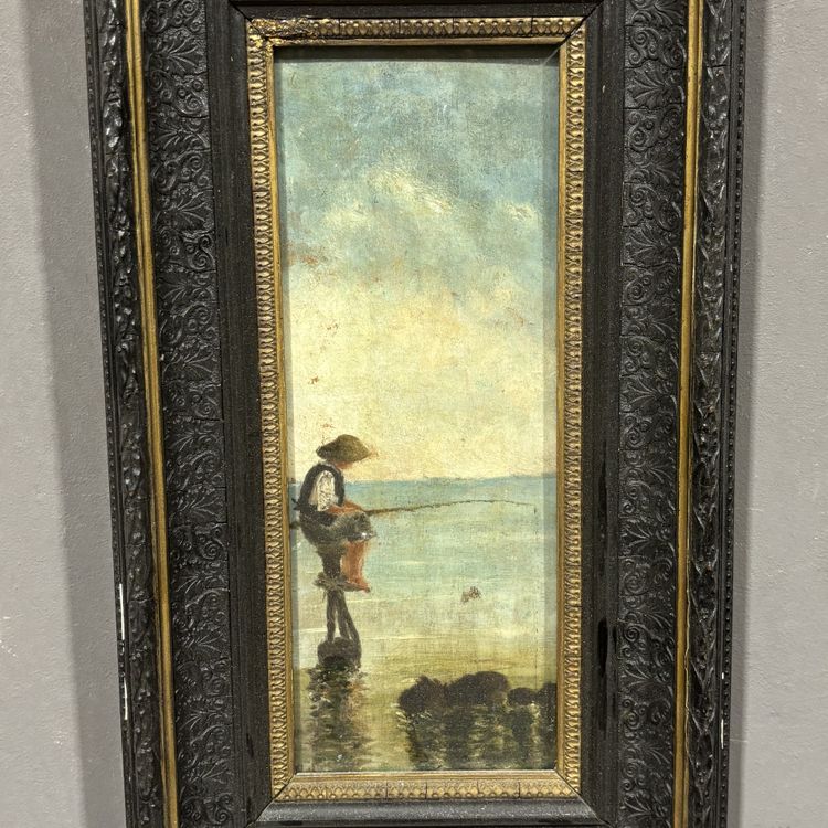 Dipinto ad olio su tavola Pescatore