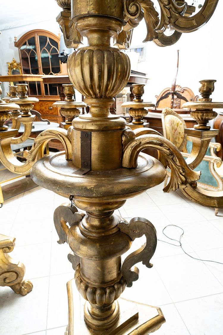 Pair of antique candelabras, second half of the 18th century. Height 205 cm.