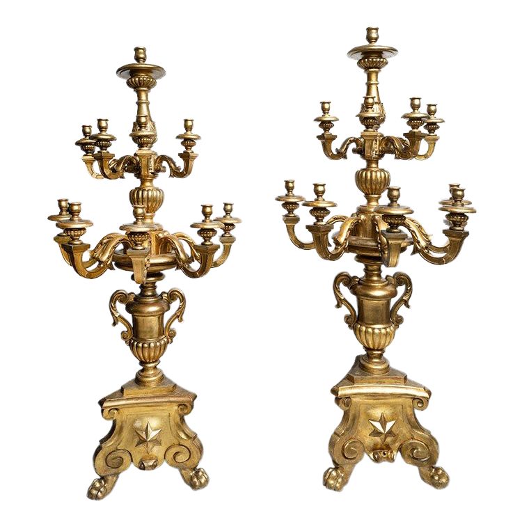 Pair of antique candelabras, second half of the 18th century. Height 205 cm.