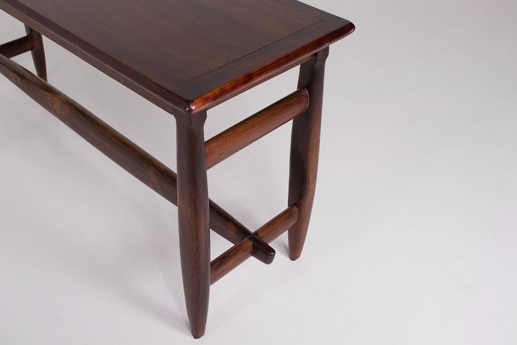 Sergio Rodriguez-style console table in exotic wood.