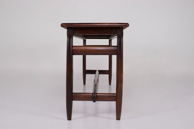 Sergio Rodriguez-style console table in exotic wood.