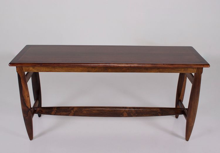 Sergio Rodriguez-style console table in exotic wood.